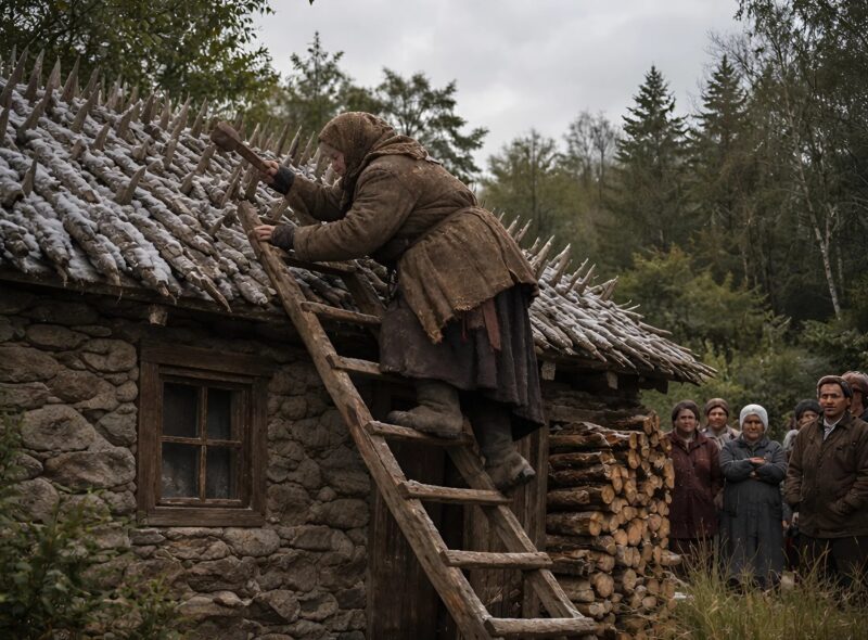 Egész nyáron és ősszel egy idős nő éles fa karókat szerelt fel a háza tetejére: mindenki biztos volt benne, hogy az öregasszony megőrült… egészen addig, amíg el nem jött a tél