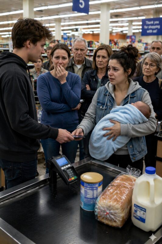 A boltban a sorban egy egyedülálló anya próbálta kifizetni a gyermeke számára vásárolt dolgokat, de nem volt elég pénze; a körülötte álló emberek felháborodtak, és megpróbálták kitenni őt az üzletből… de aztán történt valami, amire senki sem számított